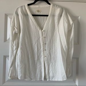 Marine layer white button up linen shirt